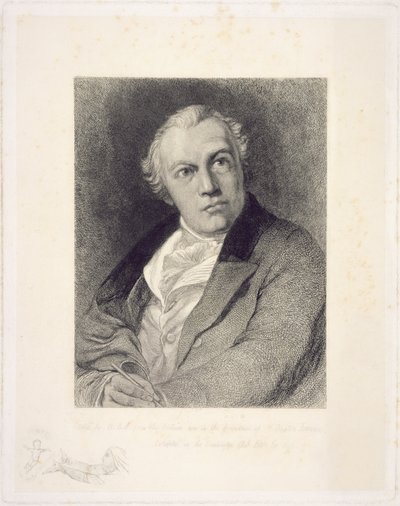 Porträt von William Blake, graviert von William Bell Scott von Thomas Phillips